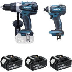 Ensemble De 2 Machines MAKITA 18V Perceuse DDF458 + Visseuse à Chocs DTD152 + 3 Batteries, Chargeur, Coffret - DLX2144TJ1