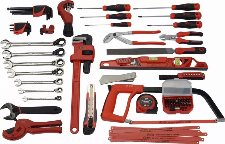 Caisse Textile 39 L + 95 Outils Pour Plombier SAM OUTILLAGE - CP-PL1 1 Caisse Textile 39 L + 95 Outils Pour Plombier SAM OUTILLAGE - CP-PL1