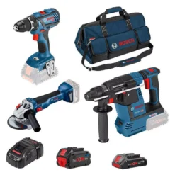 Kit BOSCH Visseuse + Meuleuse + Perforateur + 2 Batteries + Chargeur - 0615990M3C -Magasin D'Outils Pour La Maison Élégant pack 3 outils bosch professional 0615990m3c gsr 18v 28 gws 18v 10 gbh 18v 26 1